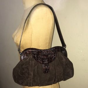 VANELI,Brown suede shoulder bag.size os